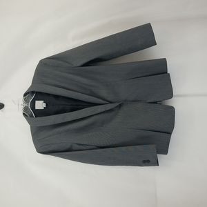 HALOGEN Gray One Button Closure Suit Jacket Blazer with Hem Kick Pleats